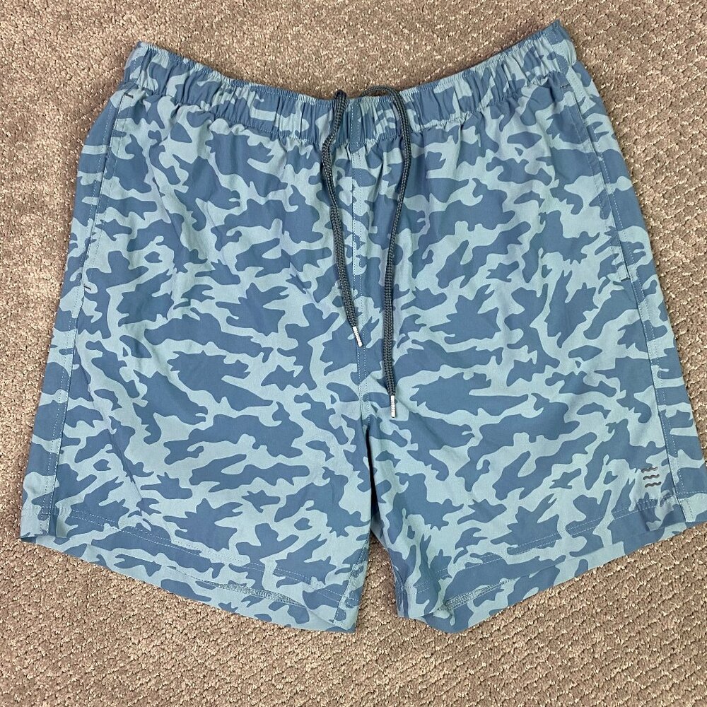 Free Fly Breeze Shorts Men's XL Camo Print Blue 6" Gym Running Swim Performance